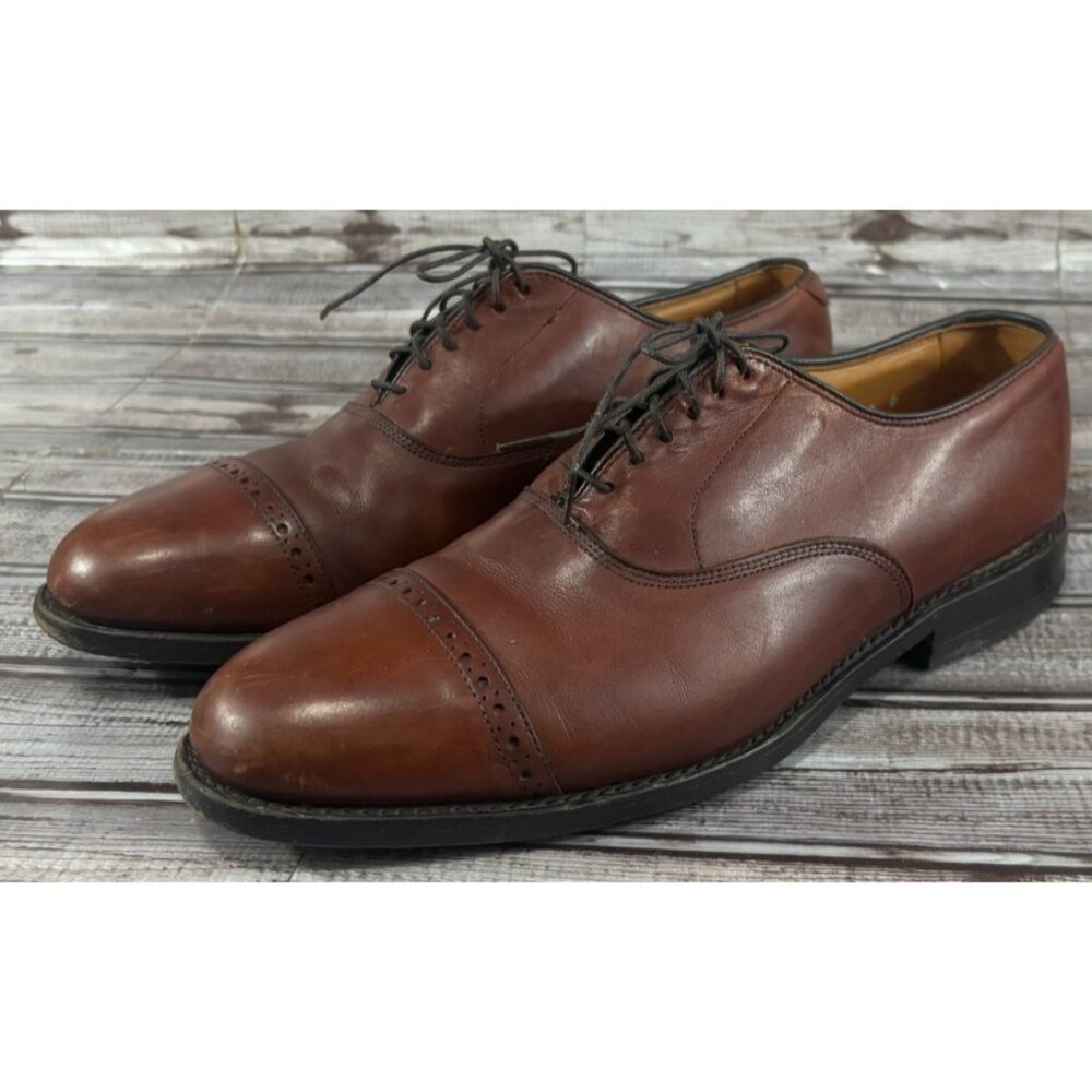 Allen Edmonds Byron Leather Cap Toe Oxford Dress Shoes Size 9.5 D Brown Chili